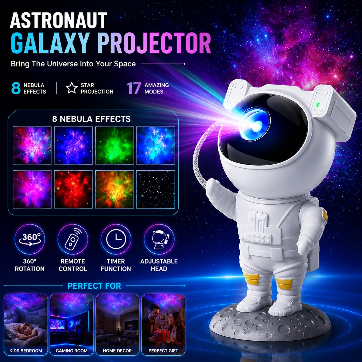 Astronaut Galaxy Star Projector